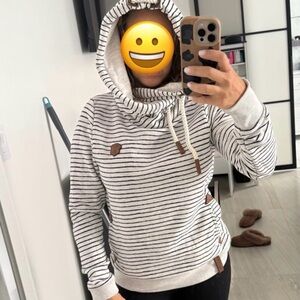 Naketano White and Black Striped Hoodiesize large. But fits like medium